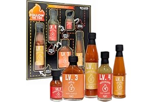 TOPLINE Hot Sauce Challenge Set for Couple Gifts - Hot Sauce Gift Set of 5 Fiery Flavours form Mild to Hot Chilli Challenge Game for Adults, Christmas Gifts for Women and Men, Birthday Gifts