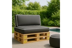 ‎BESTLIVINGS Bestlivings Palettenkissen Set 2-teilig (Anthrazit) Gartensofakissen platzsparend verstaubar innovativ - wasserabweisend - Bezug abnehmbar - Innenkissen aufblasbar, 120x80x15 cm + 120x40x15cm