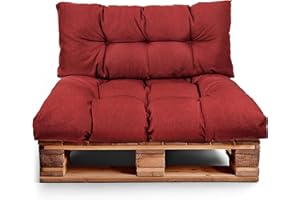 Best Wool Cojines para palets – cojin de Asiento 120x80cm + Respaldo 120x40cm – cojin Palet Relleno de Espuma granulada - en la terraza y en el jardín
