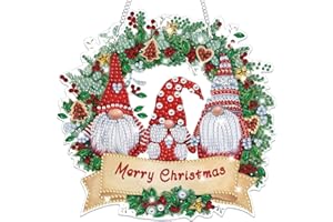 Lxmsja 5D Diamond Painting Weihnachten Anhänger, Gnom Diamond Painting Fensterbilder Kinder Erwachsene, Hängende Ornament Bastelset Geschenk Mädchen 7 8 9 10 11 Jahre, Party Kranz Tür Fenster Deko