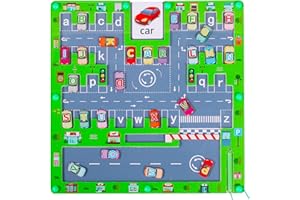 BURMONG Labirinto Magnetico Bambini, Giochi Montessori 3 4 5 6 Anni, Alfabeto Bambini Montessori in Legno Giochi Motricità Fine, Gioco di Auto Magnetiche, Regalo Natale Compleanno per Ragazze Ragazzi