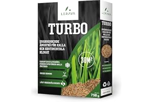 LERAVA TURBO gräsfrön (30m²) - snabbväxande gräsfrö - För skugga & kalla områden - Ljusgrön färg - Tåligt gräsfrö för översåd