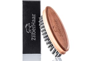 ZilberHaar Brosse à Barbe de Voyage – Souples – Soies de Sanglier et Bois de Poirier – Entretien et Démêle les Barbes – Idéal pour Huiles et Baumes à Barbe – Accessoires de Voyage – Qualité allemande