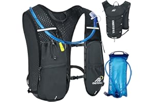 ONETOALL Chaleco Running Hombre Mujer, Ligero Mochila Hidratacion Trail Running, Mochila Running, Chaleco para Correr con Bolsa Agua 2L o Botella 500ml, Silbato y Reflectante para Correr Senderismo