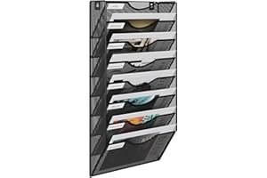 EasyPAG 8 Compartimento Metal A4 Soporte Revistas Pared Oficina Archivador de Pared Organizador Documentos Correo Pared Almacenamiento Archivos Revistero,Negro