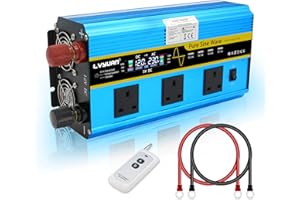 LVYUAN 2500W /5000W Pure Sine Wave Power Inverter DC 12V to AC 230V/240V Converter with LCD & Wireless Remote Controller & 3 AC Sockets & 4 USB Ports & Fan