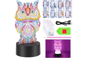 Zoyomax Gifts for Girls 5 6 7 8 9 10 Years, Diamond Painting Children's Toy Birthday Creative 3D Diamond Painting Night Light Owl Christmas Gift for Children Girls from 6-12 Years