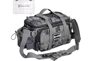 Sougayilang Borsa da pesca per attrezzatura da pesca per attrezzatura da pesca in acqua salata o d'acqua dolce, può contenere esche, cibo per pesci, mulinelli da pesca, ecc., tracolla imbottita