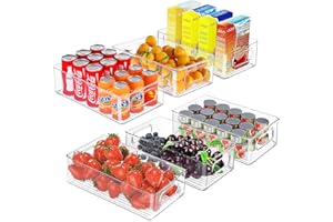 Diwoker Boite de Rangement Frigo Transparent, Empilable Organisateur Frigo pour Le Réfrigérateur, la Cuisine, Le Garde-Manger, Les Armoires et Les Comptoirs