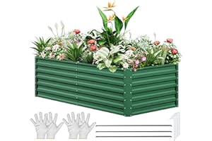 YITAHOME Outdoor Raised Garden Bed Kit 180x90x60cm, Raised Beds Thickened Zinc-Aluminum-Magnesium Stainless Steel Metal Raised Beds for Garden with Safety Rubber for Vegetables Flowers Fruits (Green)
