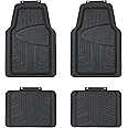 Amazon Basics 4-Piece Premium Rubber Floor Mat for Cars, SUVs and Trucks, All Weather Protection, Universal Trim to Fit, Black