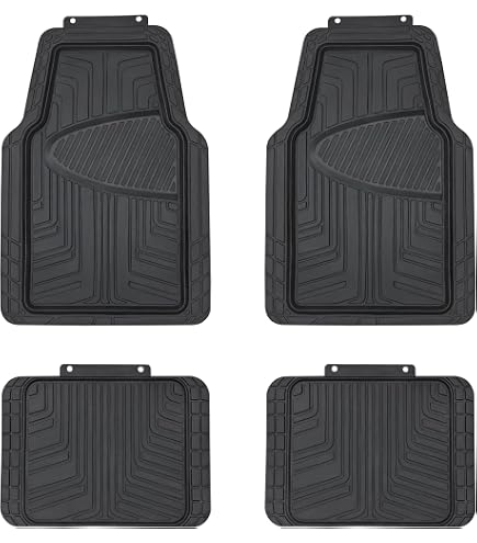 4-Piece Heavy Duty Rubber Floor Mat Set With Cargo Liner - Universal Fit Gray SUV/Truck