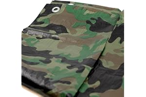 KOVA Telone mimetico, impermeabile, 4 x 5 m, con 1 magnete per immagine, in tessuto con occhielli, per esterni e giardino, legno, mobili da giardino, campeggio e sopravvivenza,