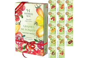 HERBAL AGE Kit De Culture De Tomates, 14 Variétés De Graines Anciennes, 500 Graines De Tomates Pour Votre Jardin Intérieure Et Extérieure À Planter, Cadeau De Jardinage Pour Homme, Femme, Enfant