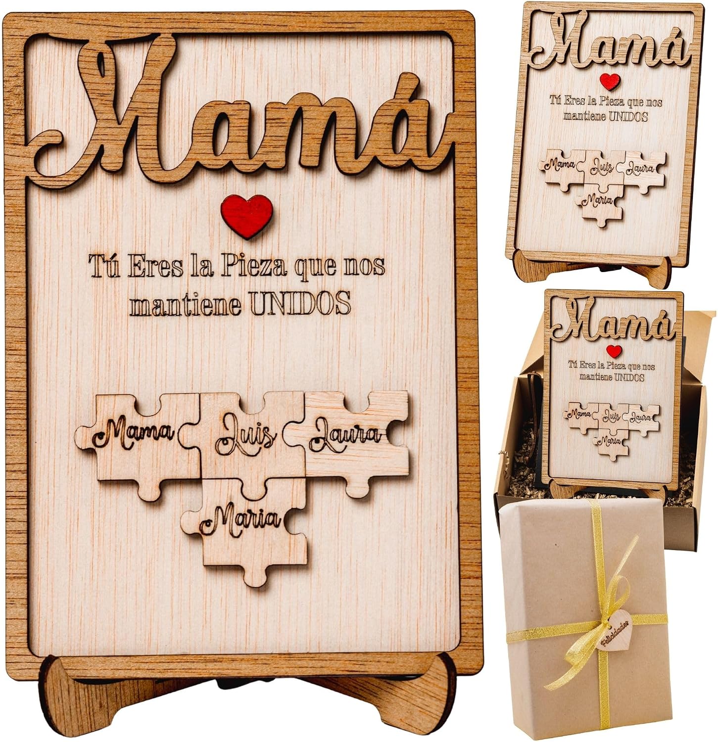 Olesea Día de la Madre – Regalo Dia de la Madre Personalizado – Regalos Personalizados Cuadro Puzzle Nombre – Mujer Original – Regalos Mujer Abuela Mama (Roble)