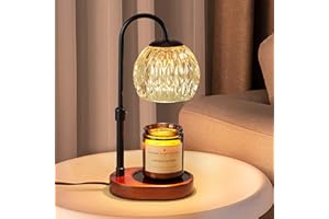 Dreamholder Candle Warmer Lamp, Glass Electric Wax Melter Lamp with Timer & Dimmer, Vintage Wax Warmer Adjustable Height for Various Sizes Scented Candles for Home Decor Gifts, 2x50W Bulbs,Black