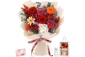 TYL&TYS Preserved Flowers Bouquet Flowers Delivery Next Day Prime Real Forever Roses Bouquet Last 3-5 Years for Women Mom Wife Girlfriend Anniversary Christmas Thanksgiving Birthday valentines for Her (Red)