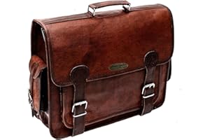 HULSH Handmade World Brown Leather Messenger Bag For Men 18 Inch Big Women Shoulder Cross Body Brown Laptop Computer Briefcase Bag - Best Vintage Look