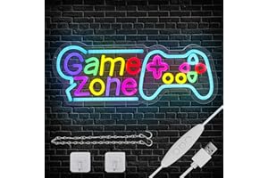 JUDANNA Neon Gaming LED Néon Signe Deco Chambre Ado Garcon Alimentation USB Neon Personnalisable Enseigne Lumineuse Gaming Deco Cadeau pour Garçons, GAME ZONE B
