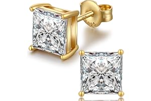 Miaofu Boucles d'Oreilles en Or Blanc 18 Carats pour Femme et Homme Swarovski Boucles d'Oreilles en Argent Sterling 5A Zircon Cubique Boucle d'Oreille 3mm - 8mm