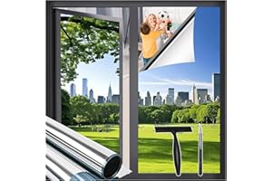 Zindoo Vinilos para Cristales Vinilo Adhesivo Cristal Efecto Espejo con Kit de Montaje Anti UV Anti Calor Unidireccional Protector de Privacidad para Hogar Oficina Tienda 44.5 × 120cm (2 Piezas)