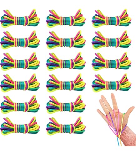 Kleintober | Finger Twist Premium | Jeu de Fils pour Enfants avec kit d'exercices | Jeu de Fil | Ruban Arc-en-Ciel | Cadeau d'anniversaire