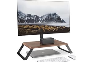 AOKCOS Supporto per monitor con ripiano, supporto per monitor con piedini in metallo rimovibili, altezza regolabile per schermo da 12 a 27 pollici, supporto da tavolo con vano portaoggetti, vintage