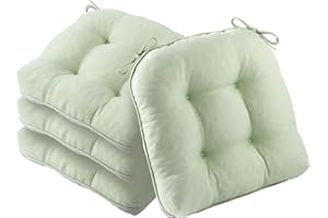 Battilo Chair Cushions Set of 4 for Dining Chairs, Seat Cushions for Kitchen Chairs with Non-Slip Backing, Indoor/Outdoor Waterproof Chair Seat Pads with Ties, 15.5"x15.5"x4", Sage Green