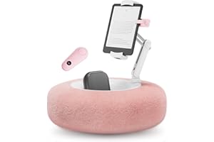 VOLTIFYMAX Tablet Holder Cushion with Kindle Page Turner for Reading in Bed, 360° Adjustable iPad Holder Stand with Snack Bowl, Compatible with 4.7-13 Inch Kindle Accessories/Paperwhite/iPad/Ebook