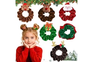 KUVARIX 6 Stück Haargummi Weihnachten, Scrunchies Haargummi Samt, Weihnachts Haarschmuck, Geweih Haarschmuck Weihnachten, Weihnachtsmann haargummis, Elastische Bobbles Haarbänder für Mädchen Frauen