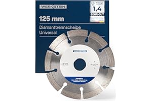 WERKSTEIN Extrem langlebige Diamantscheibe 125mm x 22,23mm x 10mm I Universal Diamanttrennscheibe 125 mm zum Schneiden von Stein, Beton, Ziegel uvm. I Trennscheibe 125 Stein für Winkelschleifer