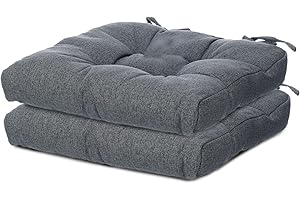 TIENDA EURASIA – Pack Cojines Sillas | Material Tela (Poliéster) | Material de Relleno 100% Poliéster | Tamaño 40x40x7 cm | 2 Cordones de Sujeción | Cojines Exterior Jardín (Gris Oscuro, Pack 2)