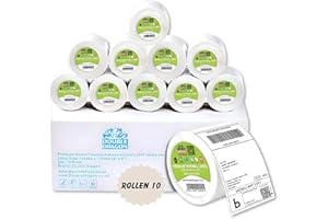 Double Dragon Premium Selbstklebende Thermoetiketten 100 x 150 mm (4" x 6") für Zebra- und MUNBYN-Drucker [10 Rollen - 5000 Etiketten]