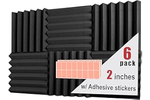 A2S Protection Acoustic Foam Panels 2" X 12" X 12" Soundproofing Studio Foam Wedge Tiles Firepr, 50 g, 6pcs