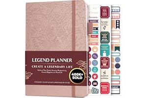 2020 Legend Planner - Meilleur agenda hebdomadaire et calendrier mensuel pour augmenter la productivité, atteindre les objectifs et gérer le temps-maître - A5, non daté - Or rose, Feuille d'or
