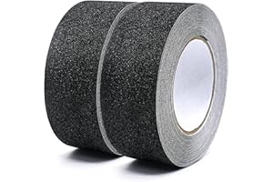 BOMEI PACK Nastro Adesivo Antiscivolo, Nastro Antiscivolo, Nastro Adesivo di Sicurezza Forte per Interni ed Esterni, Confezione Da 2 50mmx10m, Nero