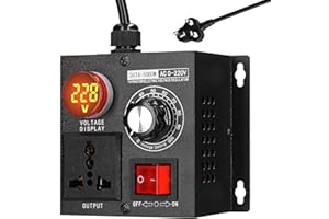 KKnoon AC220V 5000W Stepless Voltage Regulator Portable Variable Monophase Voltage Controller Temperature Speed Light Adjuster