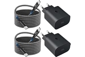 2-Pack 25W USB C-Laddare, Snabbladdare Super Fast Charger med 2 m PD Snabbladdningskabel Nylon Typ C Laddningskabel för Samsu
