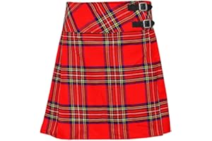 Damen Knielang Kilt Rock 20 " Länge SCHOTTENKARO plissiert Kilts - Königsblau Stewart - Königliche Stewart, 10