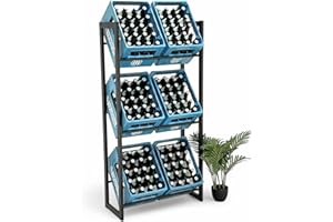 DanDiBo Getränkekistenregal 6 Kisten Schwarz Metall Stehend 96563 Getränkekistenhalter 71 cm Obstkistenständer Flaschenkistenregal