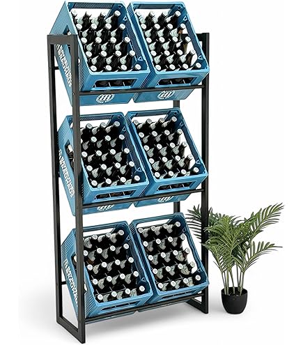 KARAT Drankrattenrek voor 6 kratten van bamboe en roestvrij staal, stabiel en robuust waterkistenrek, bierkistenrek, kratstandaard, drankkast, drankrek (Flash KARAT Drankrattenrek voor 6 kratten van bamboe en roestvrij staal, stabiel en robuust waterkistenrek, bierkistenrek, kratstandaard, drankkast, drankrek (Flash