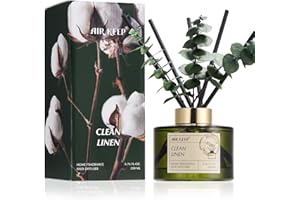 Airkeep Raumduft mit 8 Duftstäbchen 200ml, Clean Linen Langanhaltend Duft, Lufterfrischer für Zuhause, Deko für Badezimmer, Schlafzimmer, Wohnzimmer