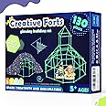 130 Pcs Fort Building Kit for Kids - Glow in the Dark, Kids Construction Toys for Age 5-10, DIY Den Building Kit for Boys & Girls, STEM Building Toys - Creative Fort, Play Tent Outdoor