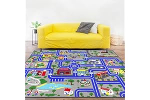 Capslpad Tappeto da gioco per bambini, 150 x 200 cm, antiscivolo, per la città, per la cameretta dei bambini, per la camera da letto, la sala giochi, blu