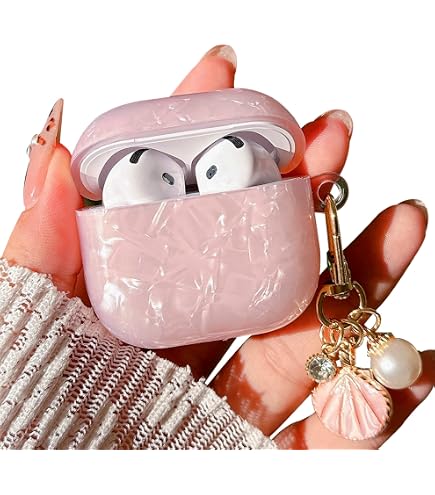 MINSCOSE AirPods Pro Hülle Mit Glitzer Und Schleife - Für Pro & Pro 2, Rosa, Mit Perlen-Anhänger