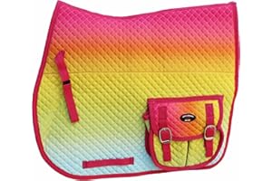 CHALLENGER Horse English Quilted Fur Padded All-Purpose Saddle Pad Ombre w/Pockets 72163
