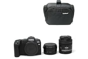 KamKorda Camera Bag + R8 Mirrorless Digital Camera Body + Adapter + RF 24-50mm f/4.5-6.3 IS STM, 32.5MP APS-C CMOS Sensor, 4K60 10-Bit Video + 2 Year Warranty