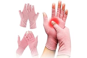 AMZ MEDICAL SUPPLY AMZ MEDICAL - Compression Arthiritis Gloves Fingerless - (Pair) Fingerless Gloves for Men and Women - Ideal for Arthritis, Osteoarthritis, Raynaud Syndrome(M, PINK)