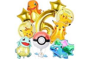SENCANGXUN Geburtstagsdeko Jungen 6 Jahre Deko Geburtstag Junge 6 Jahre Anime-Thema Folienballon und Helium Ballons Birthday Decorations Set für Kindergeburtstag Partydekorationen