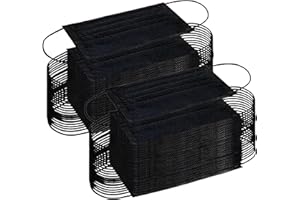 Trimming Shop 50PCS Black Disposable Face Masks - With 3 Ply Non-Woven Material - Breathable Face Masks Elastic Ear Loops & Comfortable Nose Mouth Cover Masks